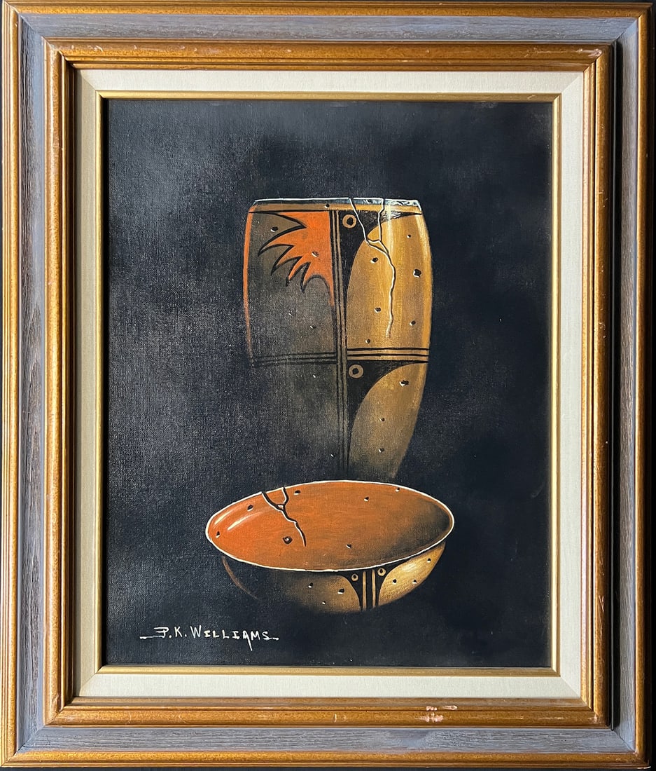 William, P.K. oil on canvas, Hopi Pottery: William, P.K. oil on canvas board, Hopi Pottery, signed in lower left, good condition, canvas size:20 x 16 inches.