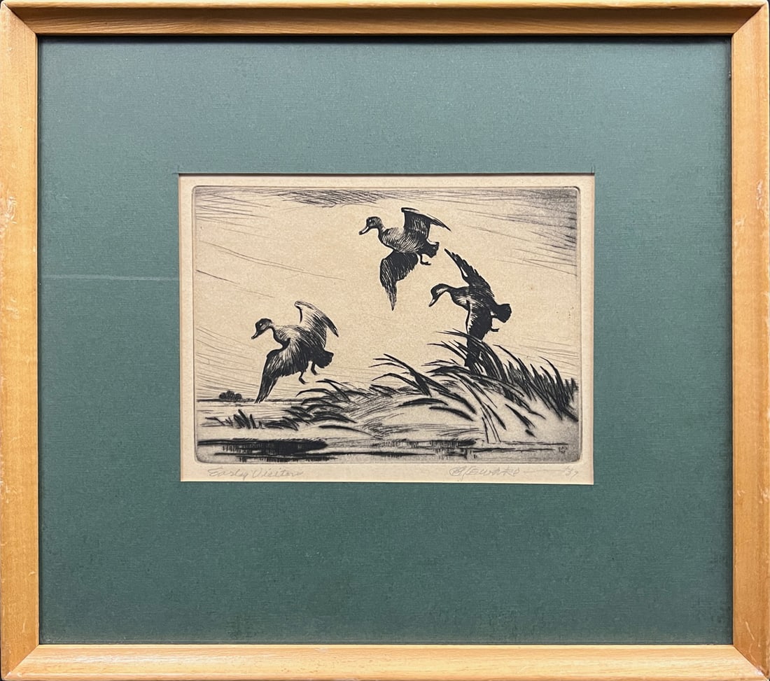 Seward, Coy Avon (1884-1939) 1939 etching, Early Visitors (1 of 5)