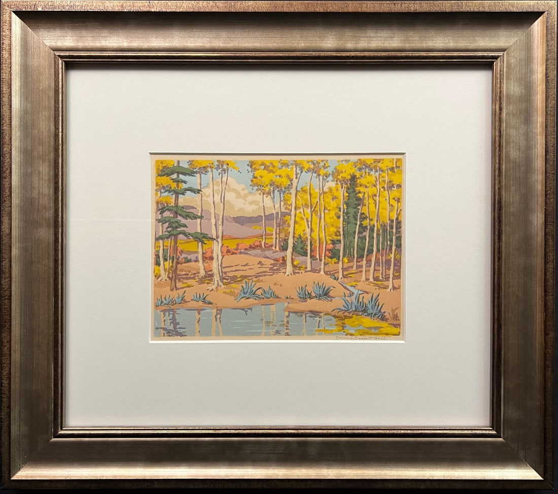 Hall, Norma Bassett (1889-1957) color block print, Mountain Pool (1 of 4)