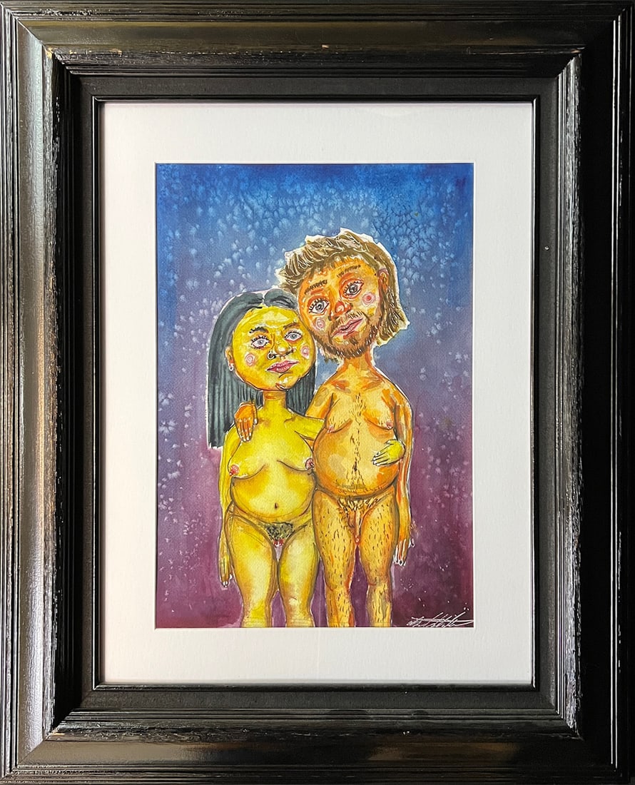 Knutson, Micheal, watercolor, Adam and Eve: Knutson, Micheal, watercolor, Adam and Eve, signed Michael Knutson in lower right, good condition, not examined out of frame, image size: 19 x 13 inches.