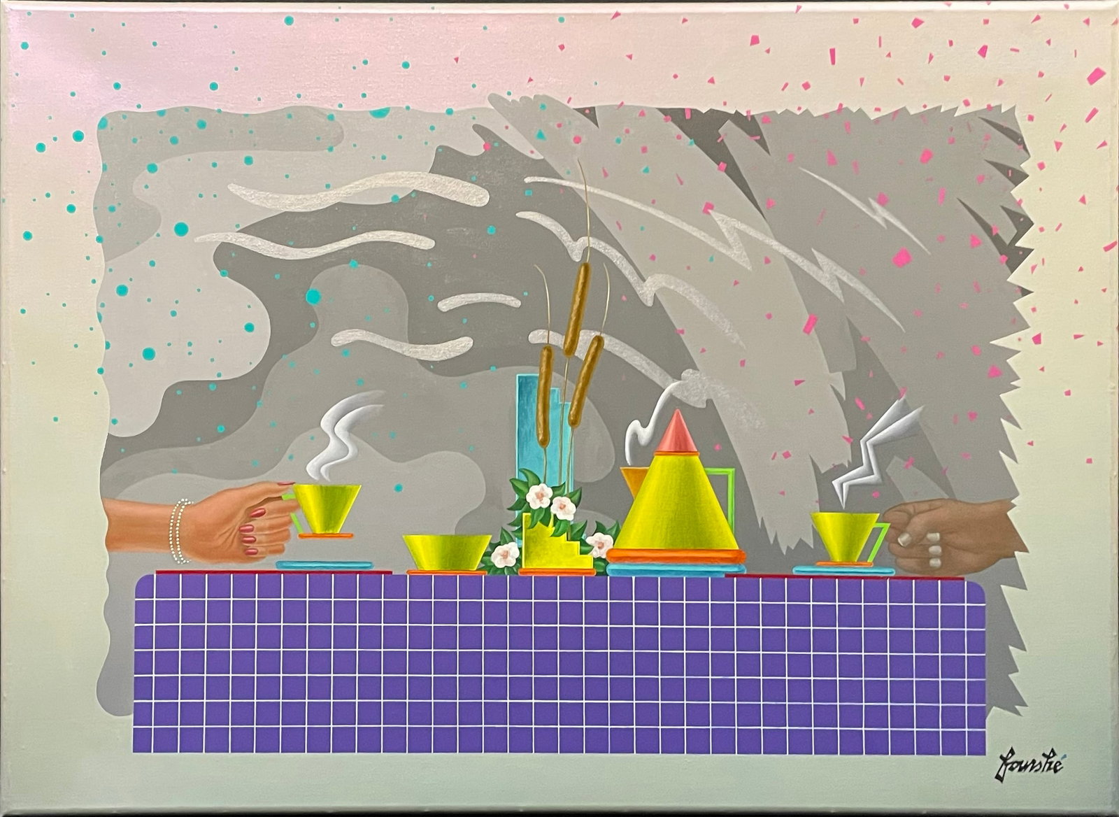 Fourshe, Patric (1943-2008) acrylic on canvas, Kinetic Konversation (1 of 3)