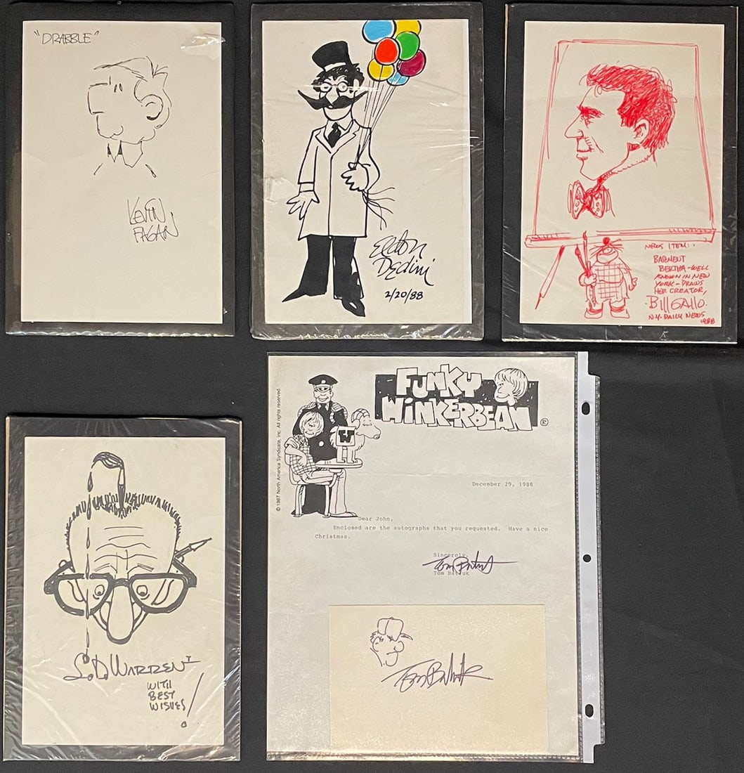 5 pen and ink drawings with autographs (1 of 7)