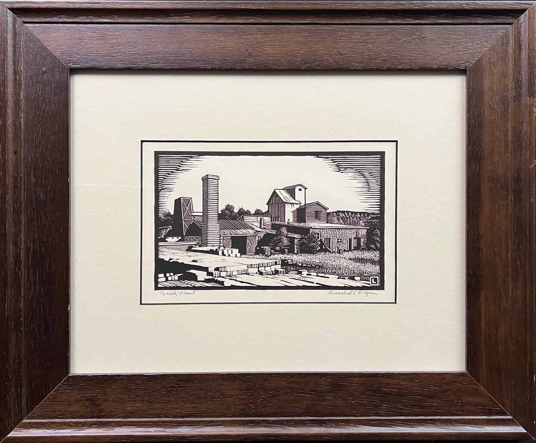 Logan, Herschel (1901-1987) wood cut block print, Brick Plant (1 of 5)