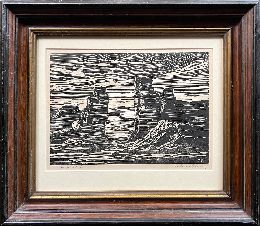 Sandzen, Birger (1871-1954) 1916 wood cut block print, The Desert Gateway (1 of 5)