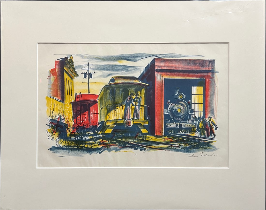 Fulwider, Edwin (1913-2003) 1949 color lithograph, Idaho Side Track (#2) edition of 15 (1 of 6)