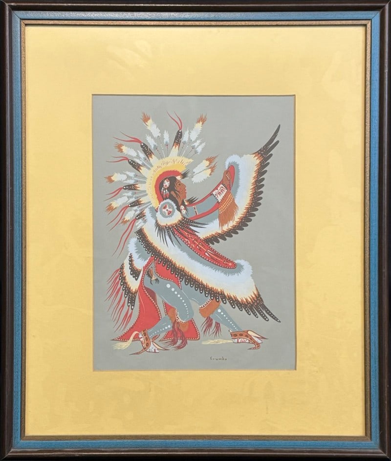 Crumbo, Woody (1912-1989) serigraph, The Eagle Dance: Crumbo, Woody (1912-1989) serigraph, The Eagle Dance, signed Crumbo in lower right, good condition, not examined out of frame, image size: 10.5 x 7.75 inches. Born near Lexington, OK, Jan. 21, 1912; d