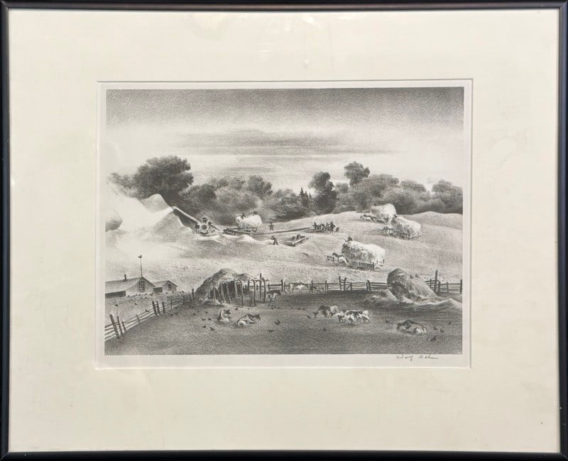 Dehn, Adolf (1895-1968) lithograph, Threshing (1 of 4)
