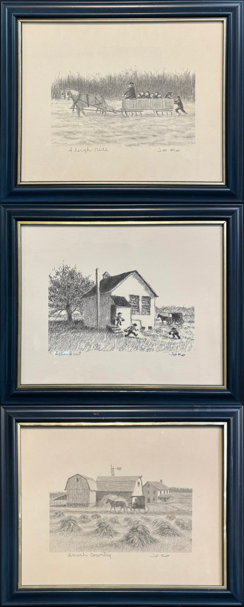 Koch, Joseph (1907-2012) 3 lithographs, School's Out, Sleigh Ride, Amish Country (1 of 13)