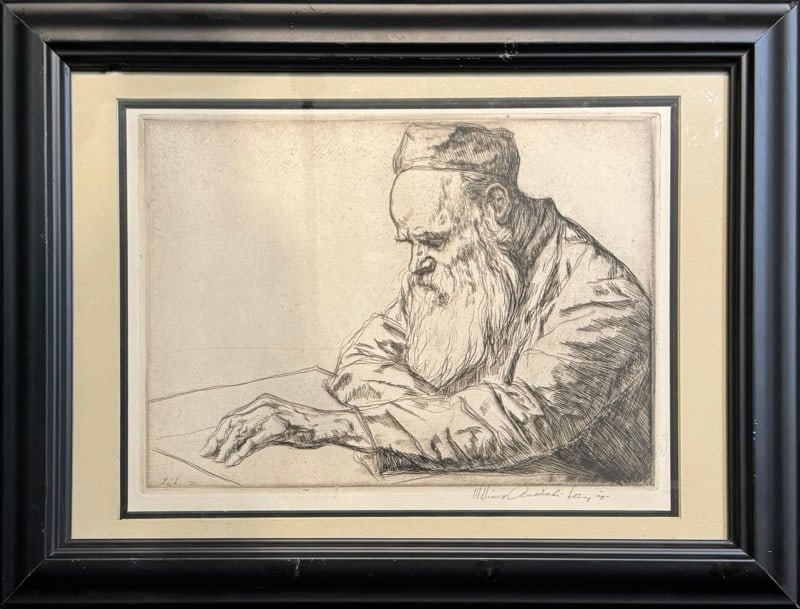 Levy, William Auerbach (1889-1964) etching, old man (1 of 4)
