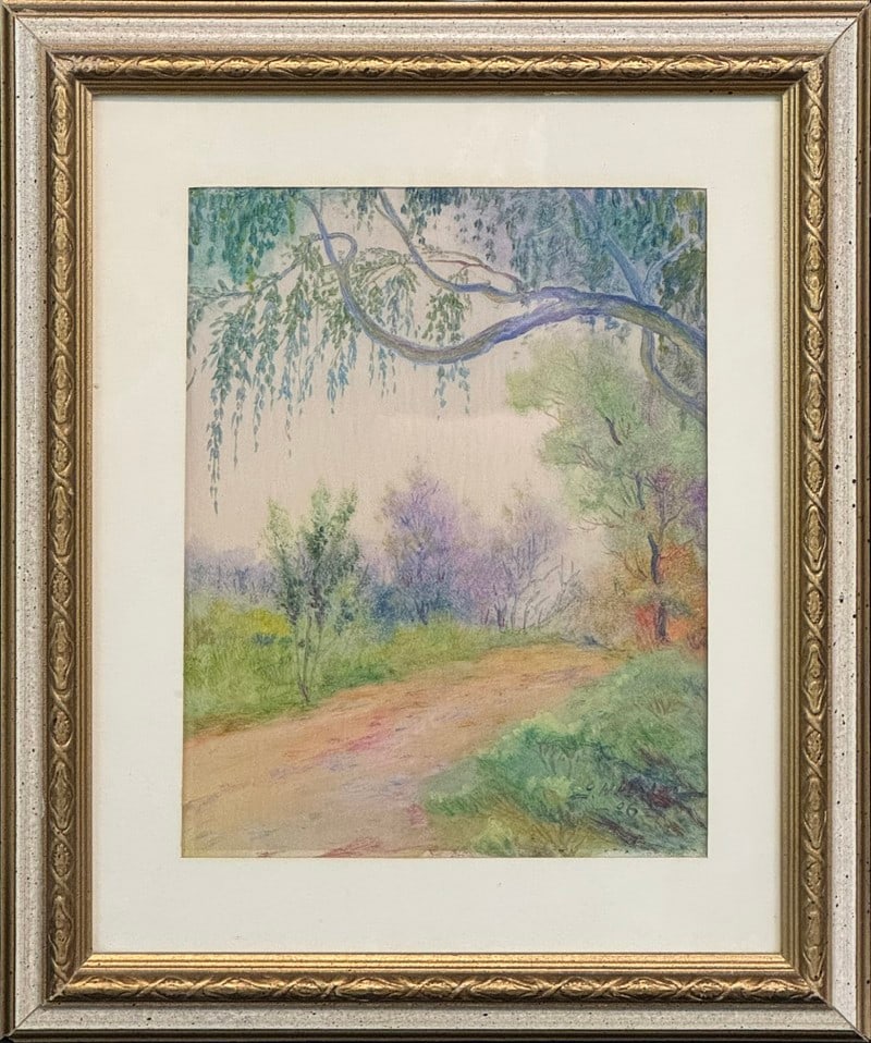 Malm, GN (1869-1928) 1926 watercolor, road thru woods (1 of 4)