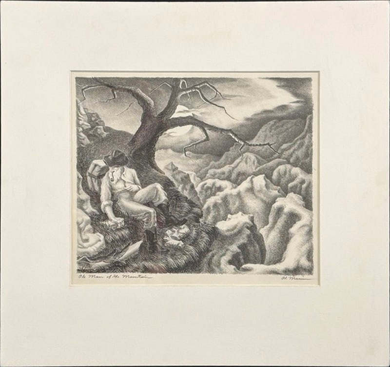 Marvin, Albert (d. 1995), lithograph, Ole Man of the Mountain (1 of 4)