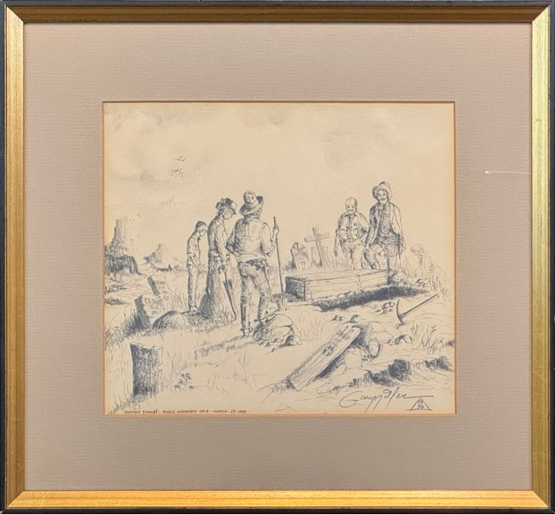 Miller, Gary (1935-2003) 1970 pencil sketch, Goodbye Charlie (1 of 4)