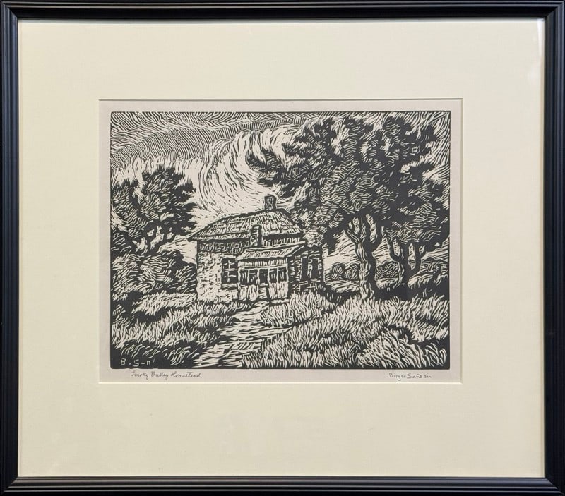 Sandzen, Birger (1871-1954) 1929 linoleum cut, Smoky Valley Homestead (1 of 4)