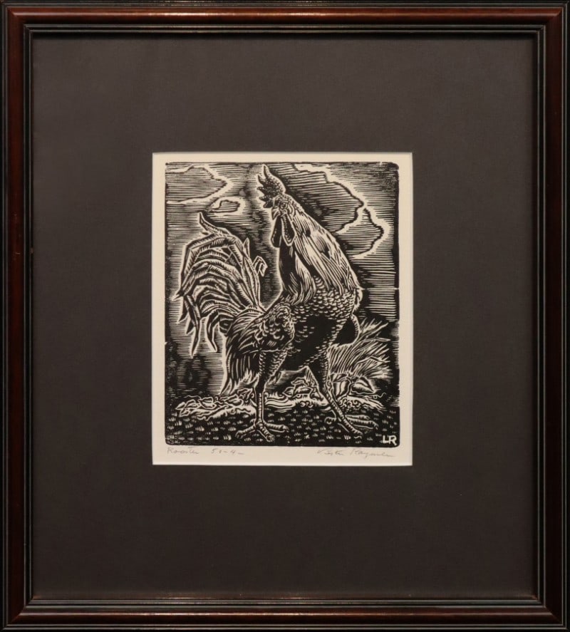 Raymer, Lester (1907-1991) linoleum cut, Rooster (1 of 4)