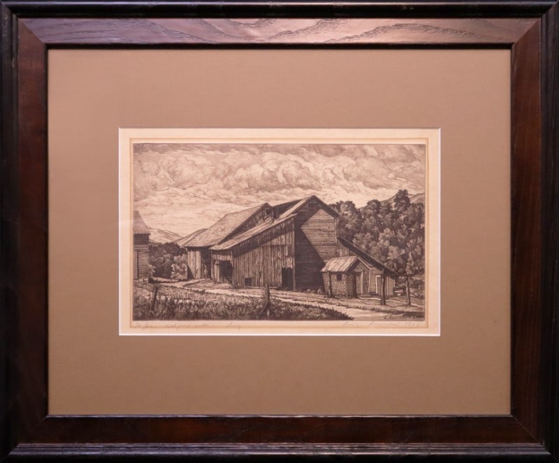 Lucioni, Luigi (1900-1988) 1948 etchings, barns/sheds (1 of 4)