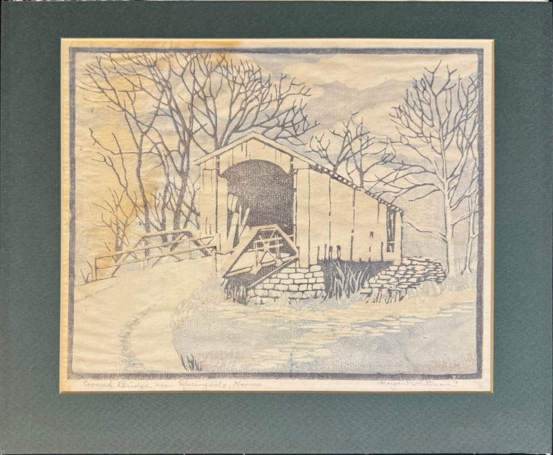 Whittemore, Margaret (1897-1993) color lithograph, Covered Bridge near Springdale, Kansas (1 of 5)