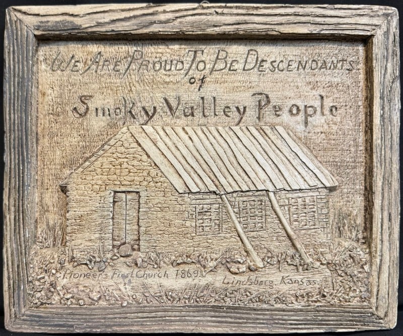 Pearson, Anton (1892-1967) plaster plaque, Smoky Valley People: Pearson, Anton (1892-1967) plaster plaque, Smoky Valley People, no visible signature, good condition, a few small chips, plaque size; 8.5 x 10.5 inches. Nils Anton Pearson was born 23 May 1892 in Lund