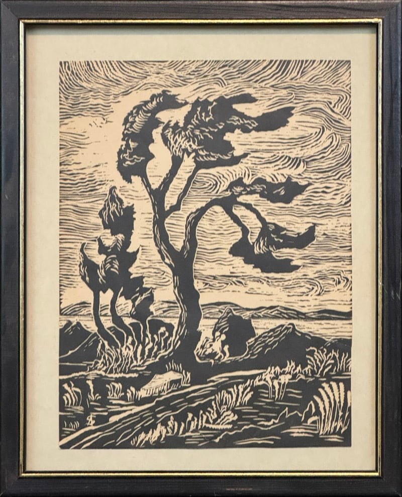 Swensson, Adelia (1880-1968) woodcut, Elms (1 of 5)