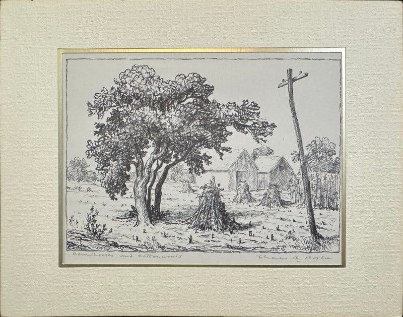Rogers, Charles (1911-1987) lithograph, Cornshocks and Cottonwoods (1 of 4)