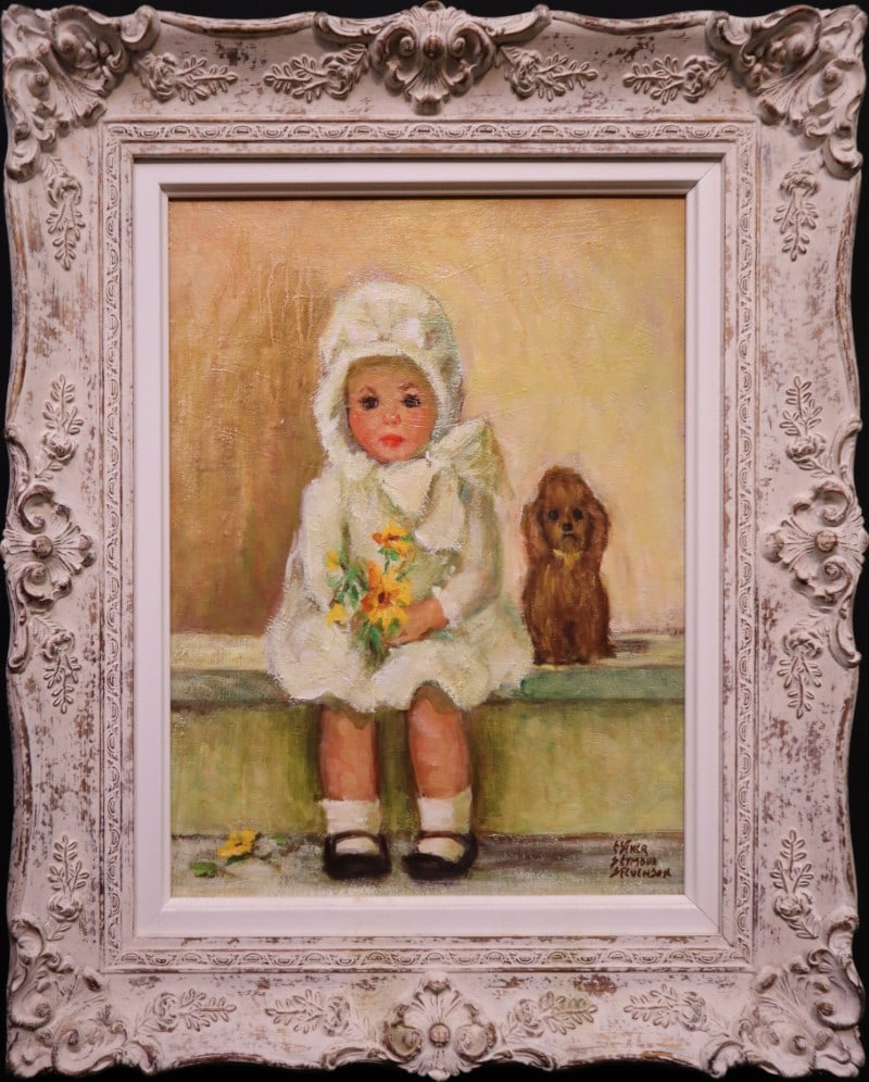 Stevenson, Esther Seymour, oil on canvas, Baby with Puppy (1 of 4)