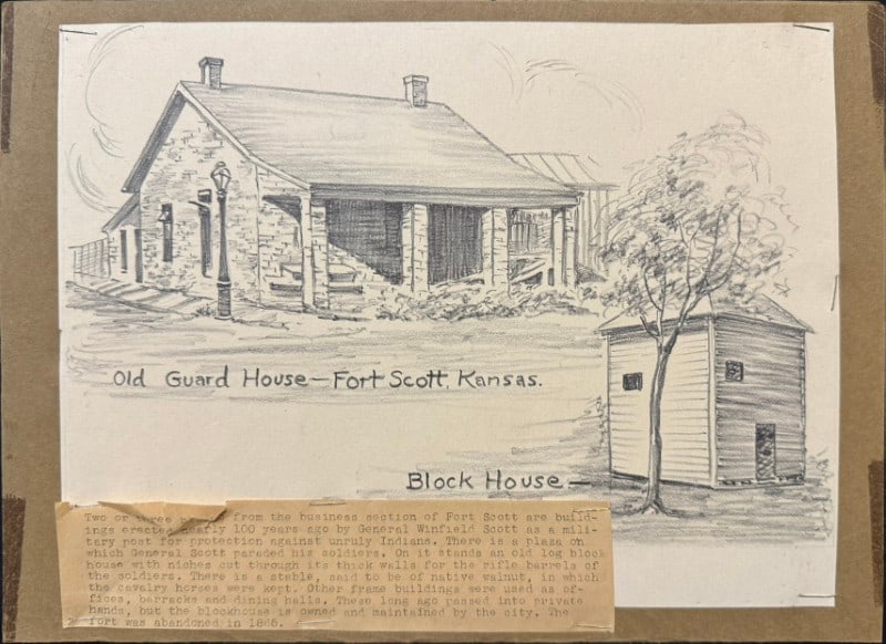 Whittemore, Margaret (1897-1993) lithograph, Old Guard House-Fort Scott, Kansas and Block House (1 of 6)