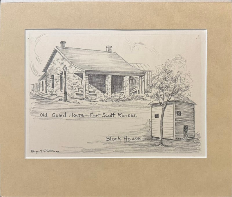 Whittemore, Margaret (1897-1993) lithograph, Old Guard House-Fort Scott, Kansas and Block House (1 of 4)
