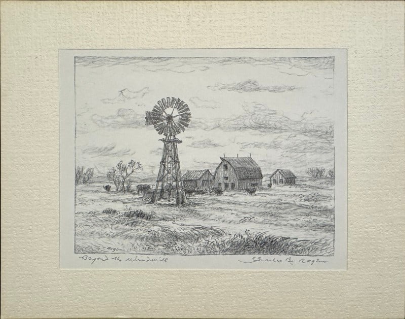Rogers, Charles (1911-1987) lithograph, Beyond the Windmill (1 of 4)