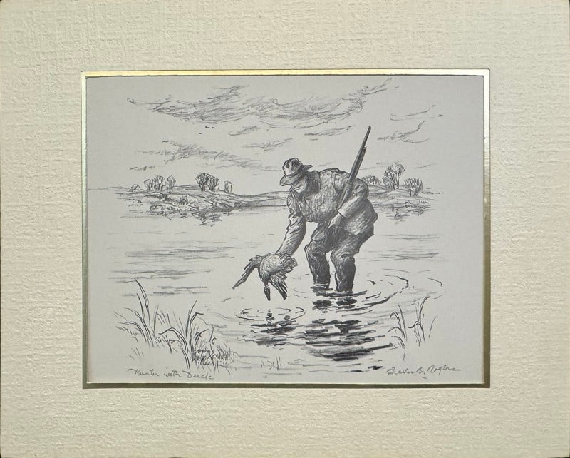 Rogers, Charles (1911-1987) lithograph, Hunter with Duck (1 of 4)