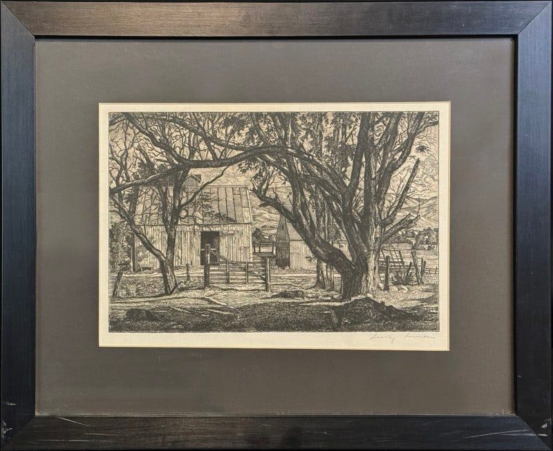 Lucioni, Luigi (1900-1988) etching, sheds (1 of 4)