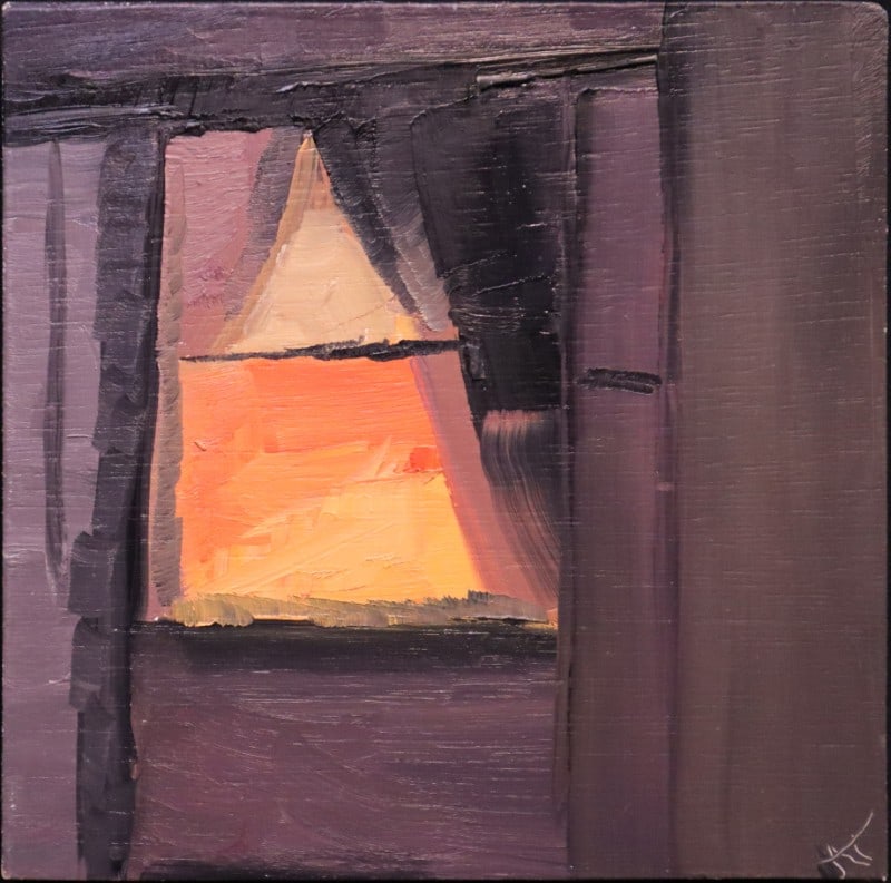 Thibodeau, Nicole, 2017 oil on board, Home: Thibodeau, Nicole, 2017 oil on board, Home, signed NT in lower right, good condition, board size: 6 x 6 inches. Nicole Thibodeau grew up in Taos, New Mexico; the daughter of Rich Thibodeau, a painter 