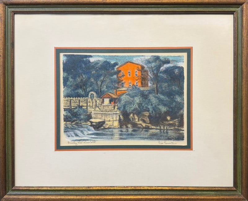 Larson, Signe (1908-1993) 1977 handcolored lithograph, Smoky Hill River Mill (1 of 4)