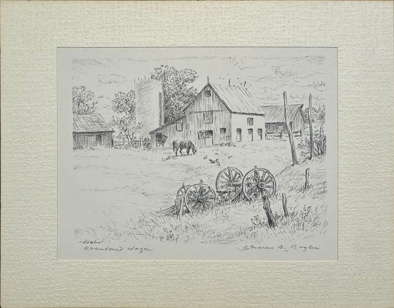 Rogers, Charles (1911-1987) lithograph, Abandoned Wagon (1 of 4)