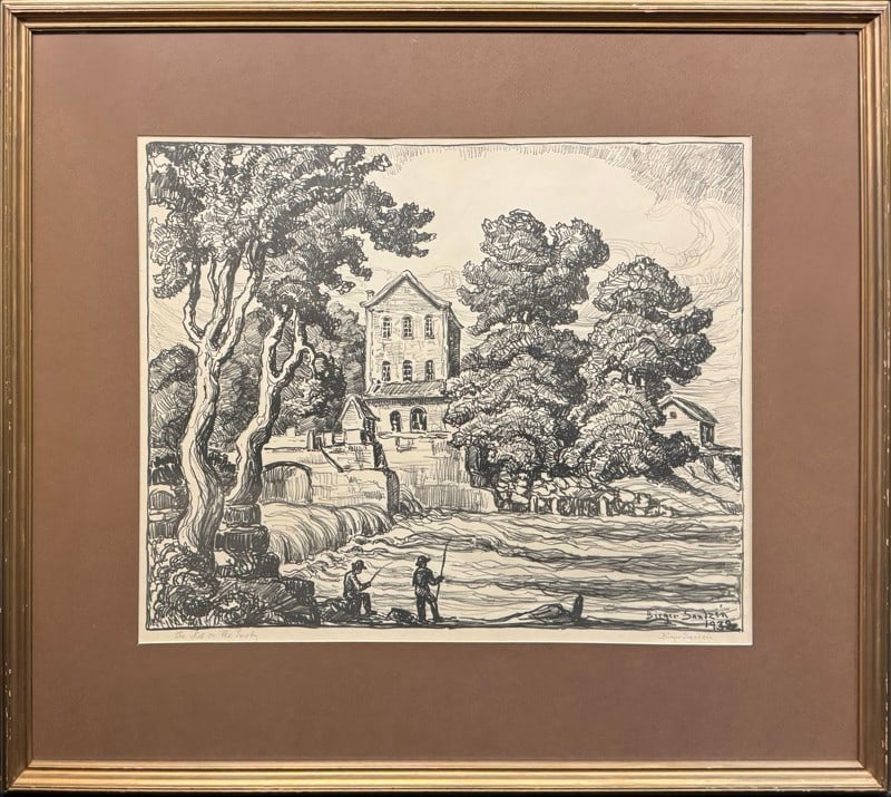 Sandzen, Birger (1871-1954) 1932 lithograph, The Mill on the Smoky (1 of 4)