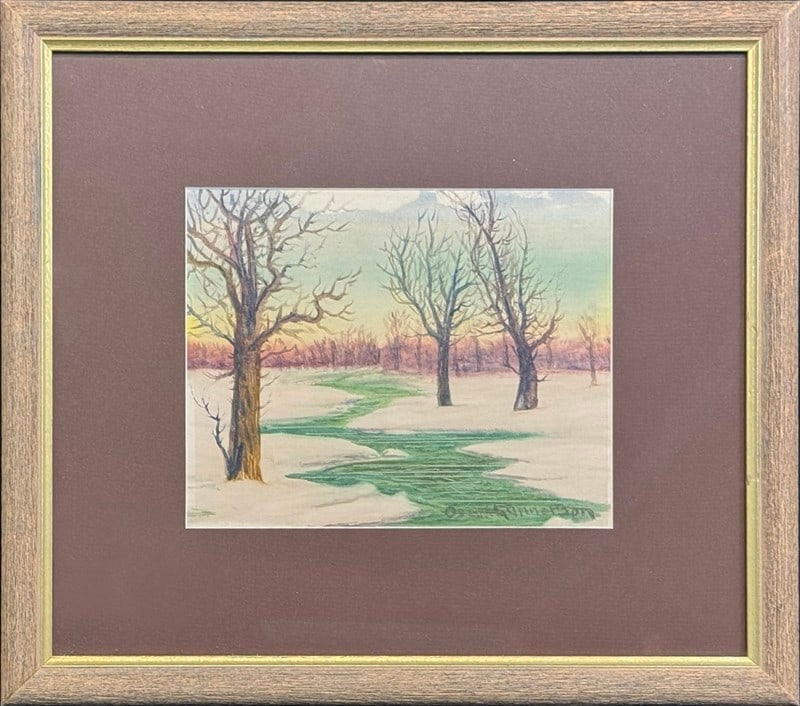 Gunnerson, Oscar (1884-1962) watercolor, winter landscape (1 of 4)