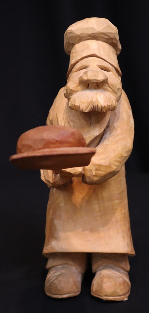 Malm, Norman (12.28-1997) woodcarving, Baker: Malm, Norman (12.28-1997) woodcarving, Baker, Malm carved in back of lower left leg, good condition, carving size: 11.25 x 3.5 x 9.5 inches. Norman Gene Herman Malm was born 28 October 1928 to Reinhol