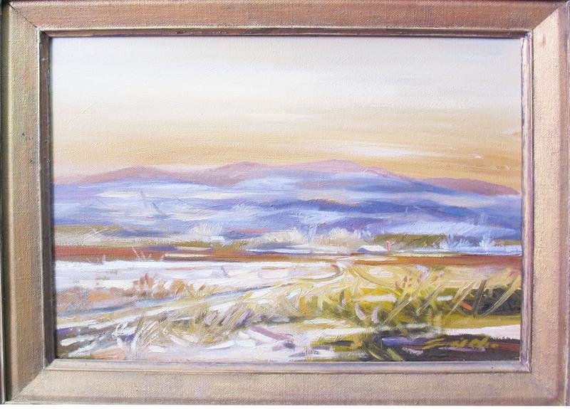 sunset: Robert Smith, oil on canvas, 9" x 12"