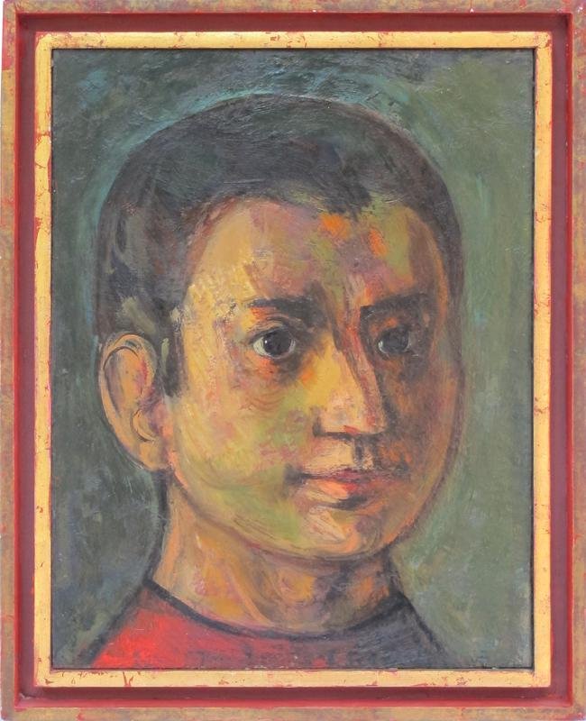 boy's head: Lester Raymer, oil on board, 13" x 10.5"