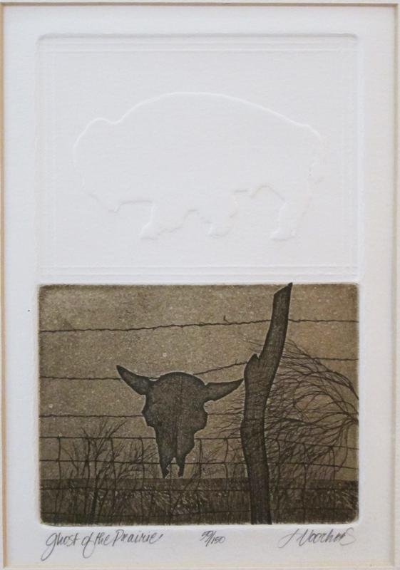 "Ghost of the Prairie" 59/150: J. Noorher, emboss/etching, 7.75" x 4.75"