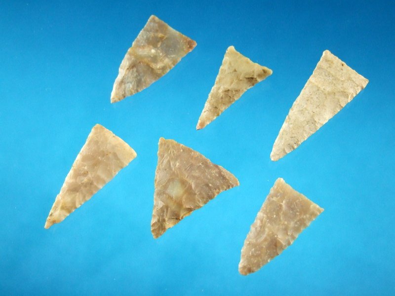 Group of Six Fine KY Fort Ancient Triangles (1 of 2)