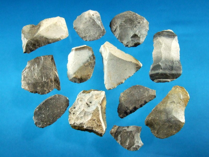 Group Of 12 Kansas Flint Hills Flint Scapers (1 of 2)