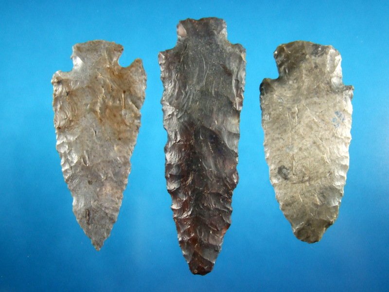 Lot Of 3 Archaic Kansas Points.Largest: 3 1/8" (1 of 2)