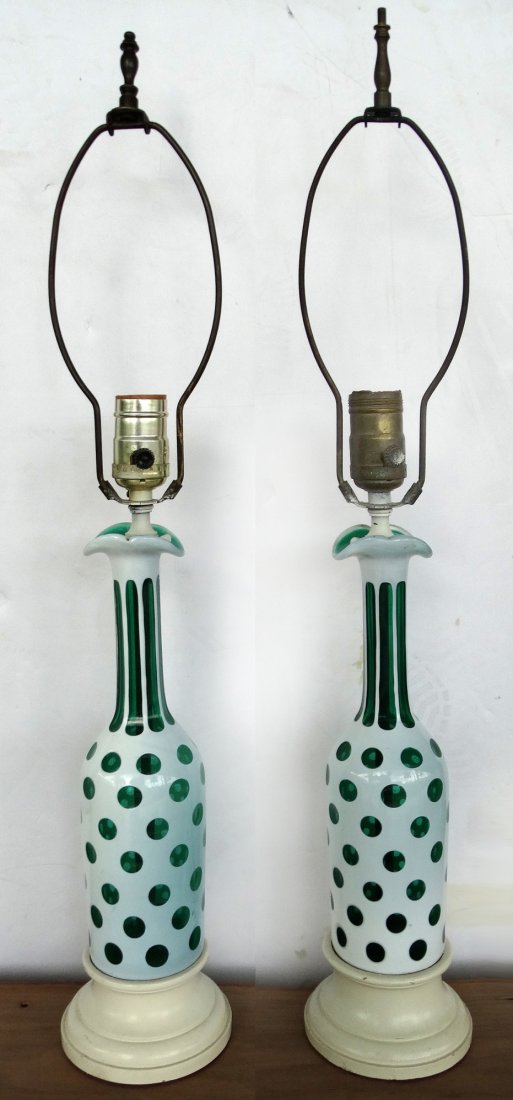 Pair of Bohemian Glass Boudoir Table Lamps (1 of 4)
