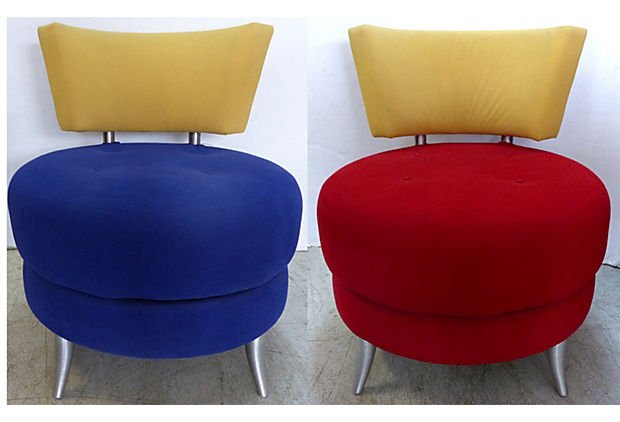 80's Swivel Post Modern Slipper Chairs, Pair (1 of 6)