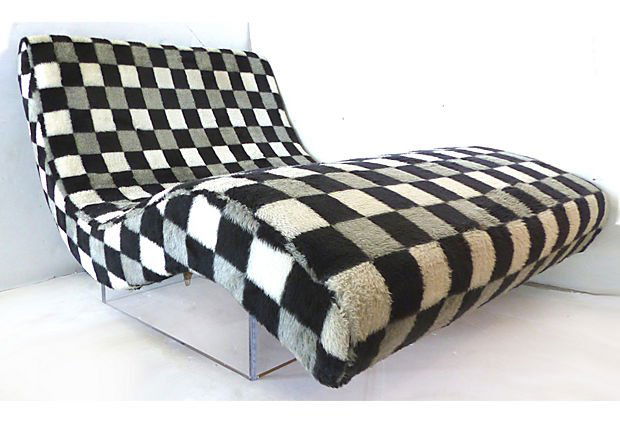 Mid-century Modern Chaise Lounge on Lucite Base (1 of 5)