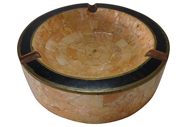 Maitland-Smith Mid-centuryTessellated Stone Ashtray (1 of 6)