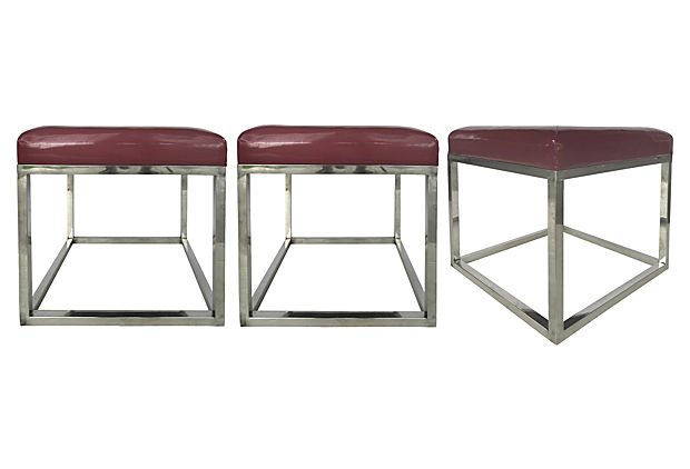 3 Mid-century Modern Polished Stainless Steel Stools (1 of 6)