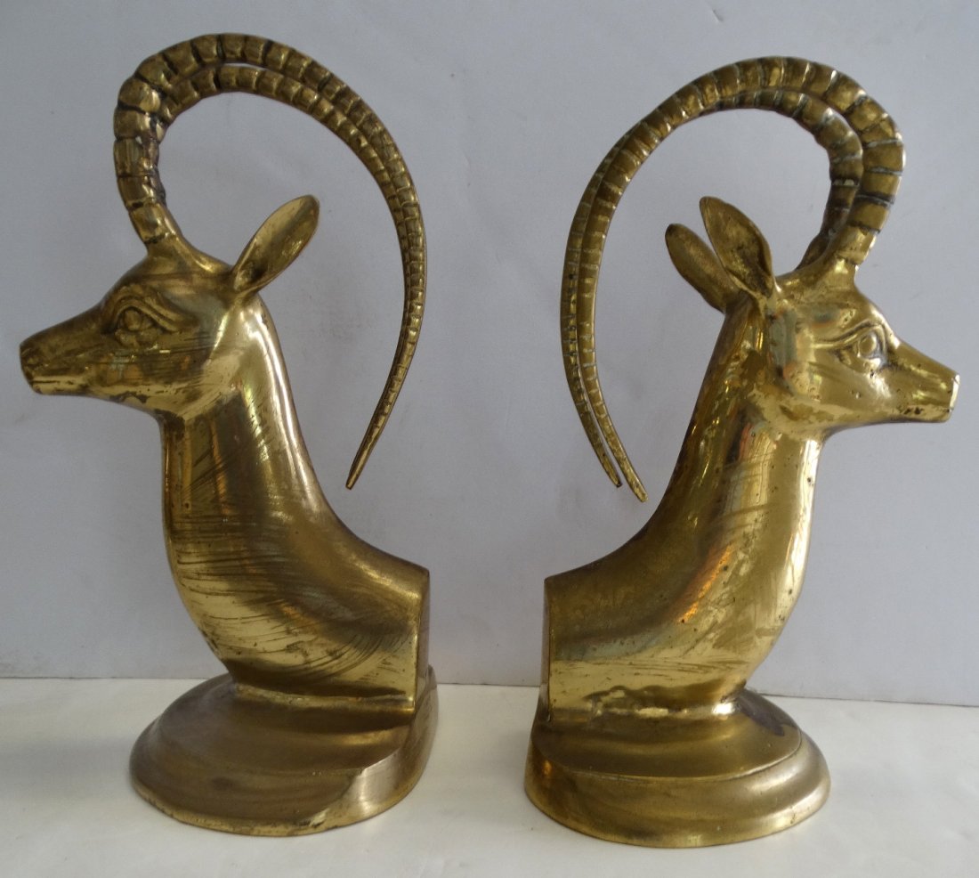 Heavy Brass Gazelle Bookends Pair (1 of 3)