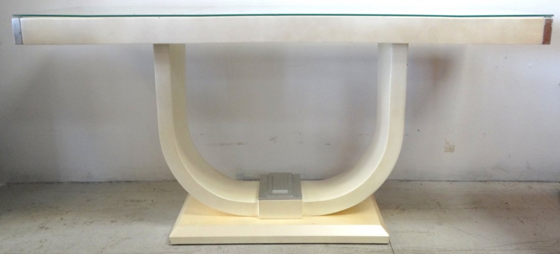 Art Deco Revival Lacquered Wood Console Table (1 of 5)