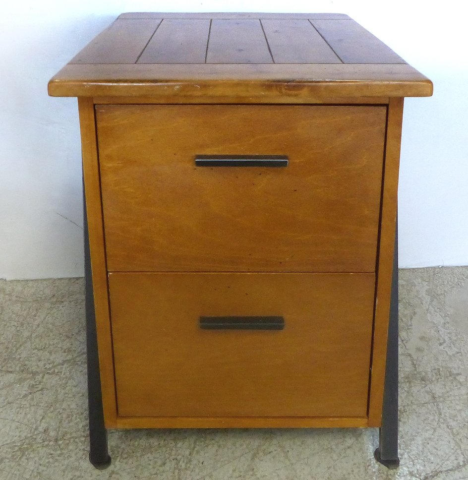 Mid-century Industrial Wood & Steel File Cabinet (1 of 7)