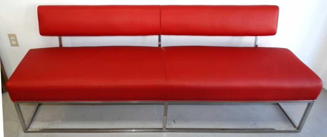 Mid-century Modern  Bench in Red (1 of 5)